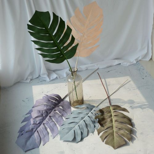 Nordic Style Single Piece Artificial Monstera Leaf Scattered Leaves Wedding Background Road Lead Flower Arrangement Decoration Fake Leaves Wedding Flower Material
