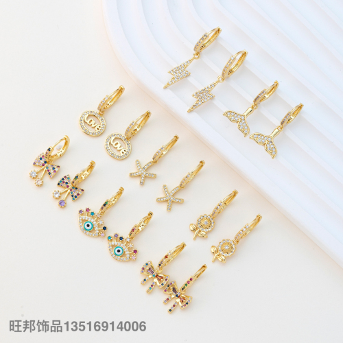 exquisite compact glossy ear buckle ear ring women‘s simple all-match diamond earrings earrings temperament minimalist design sense