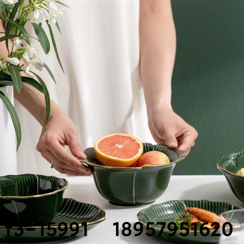 Celadon Bowl Ceramic Plate Salad Plate Fruit Plate Ceramic Bowl Ceramic Plate Gift Bowl Spoon Set Ceramic Tableware Set