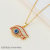 Factory Direct Sales Europe and America Cross Border Devil's Eye Necklace Personalized Fashion Diamond-Embedded Creative Simple Pendant Clavicle Chain