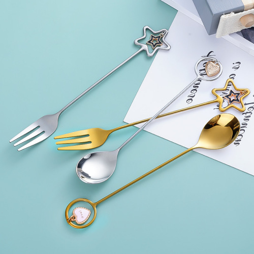 stainless steel coffee spoon five-pointed star ring decorative pendant spoon cake spoon wedding hand gift box