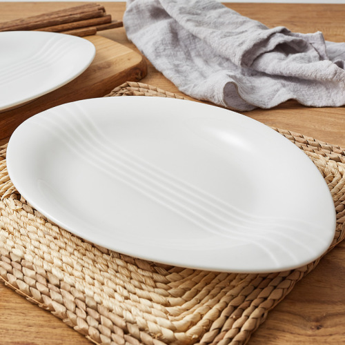 wholesale creative striped snack plate magnesium porcelain thickened dinner plate hotel ceramic plate