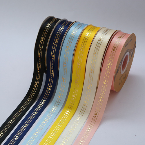 love you2.5cm printing polyester belt bronzing rib ribbon diy flower packaging baking thread ribbon