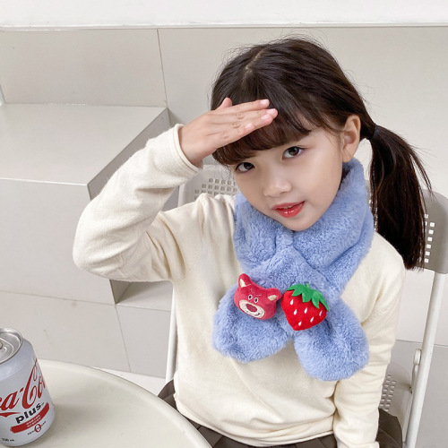new children‘s scarf cute cartoon imitation rabbit fur baby scarf korean style versatile thick warm plush scarf winter