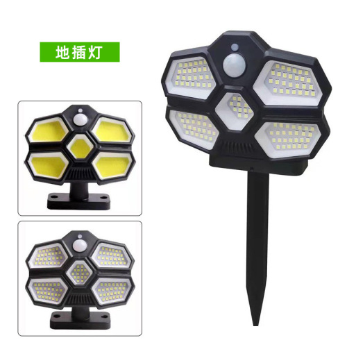 2022 new outdoor dual use ground plug lawn lamp wall solar induction lamp courtyard garden home lighting