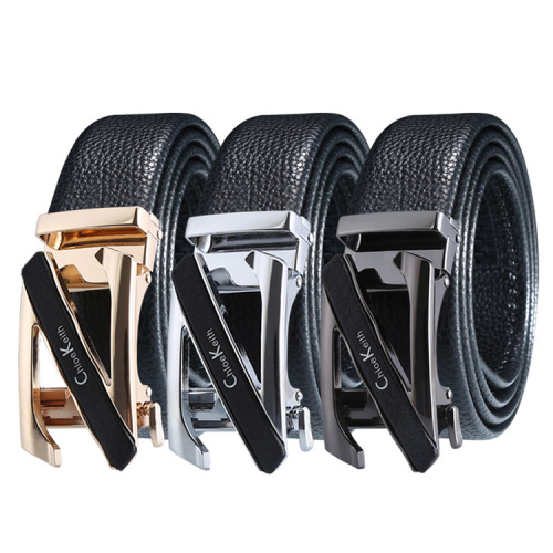 new hot-selling belt men‘s business casual alloy automatic buckle first layer cowhide pants belt stall supply wholesale