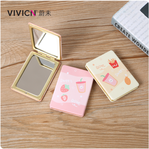 [Weiwei] Ins Style Small Mirror Women‘s Portable Handheld Mini Double-Sided Foldable Makeup Mirror Cute