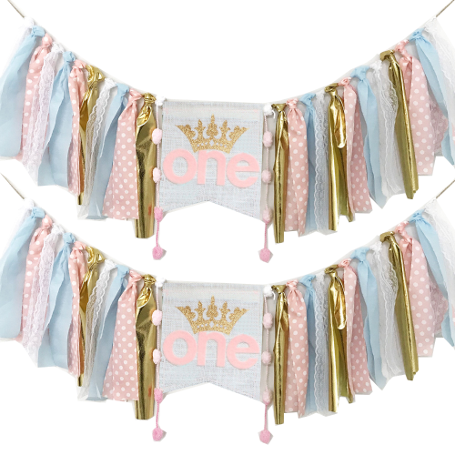 holiday party supplies foreign trade amazon crown baby girl 1-year-old birthday party decoration dining chair hanging flag
