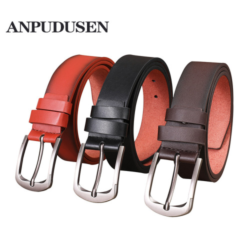 New Men‘s Versatile Trendy Casual Pin Buckle Pants Belt European and American Simple Microfiber Belt Stall Supply Wholesale