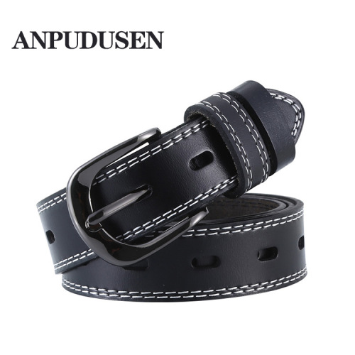 Foreign Trade Casual Pin Buckle Belt Korean Style All-Match Women‘s Genuine Leather Pant Belt Live Broadcast Cross-Border Alloy Belt Stall Wholesale
