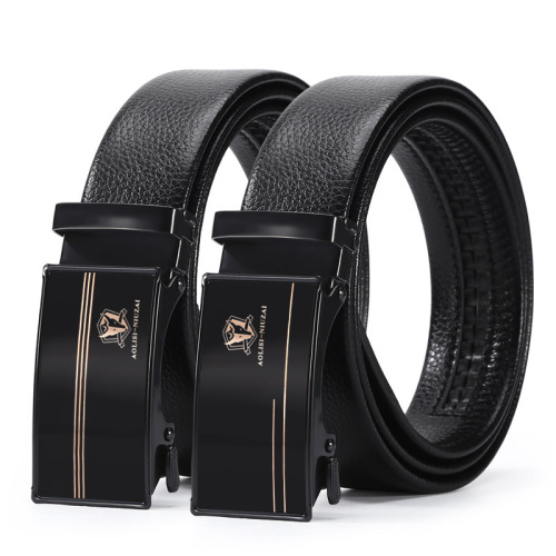 Belt Men‘s PVC Leather Automatic Bule Casual Youth Edging Litchi Pattern Pants Belt Stall Supply Factory Direct Sales