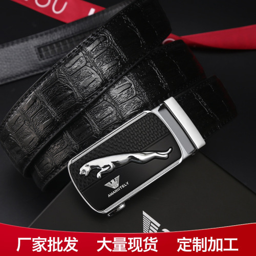 Belt Men‘s Alloy Automatic Buckle High-End Business Leather Belt New Fashion Gift Box Packaging Spot wholesale 