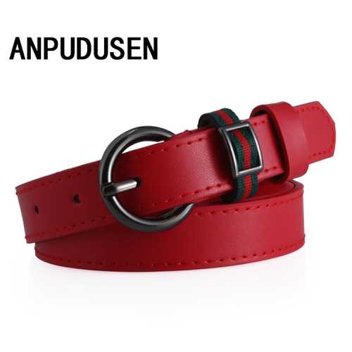 hot selling pu belt women‘s casual all-match alloy pin buckle belt gift pants belt stall supply manufacturers wholesale