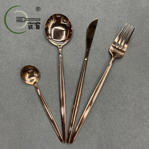 [Chengfa Tableware] Rose Gold Stainless Steel Tableware Knife， Fork and Spoon Table Knife Spoon Korean Four-Piece Tableware Set