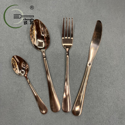 [Chengfa Tableware] Rose Gold Tableware Knife， Fork and Spoon Set Household Western Restaurant Stainless Steel Steak Knife， Fork and Spoon