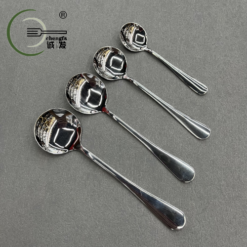 [Chengfa Tableware] Stainless Steel Tableware Korean Spoon Stainless Steel Spoon Long Handle round Spoon Spoon Household Small Spoon
