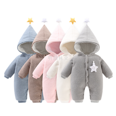 Newborn Baby Romper Winter Thickened Keep Warm When Going out Winter Clothes Newborn Male and Female Baby Princess Jumpsuit Wholesale