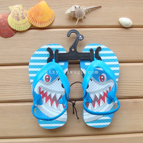 customized children with shark print flip-flops 0-6 years old anti-shedding beach slippers for young children