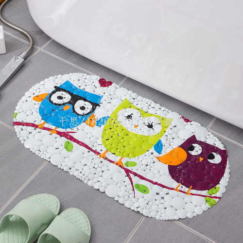 qiansi bathroom non-slip mat cartoon printed pebble mat hotel bath massage mat household pvc floor mat
