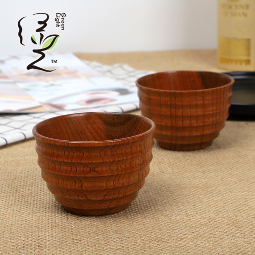 [Green Light] Manufacturer Direct Wholesale Wooden Cup Tree Paint Five-Line Wooden Cup Not Hot Tea Cup Retro wooden Cup