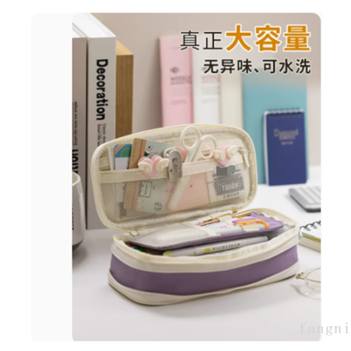 Factory Direct Sales Foreign Trade New Student Canvas Pencil Case Pencil Box Stationery Storage Bag