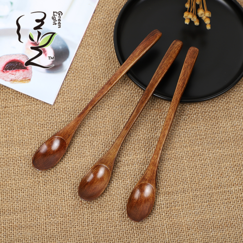 [green light] 2.9*19.5cm household wooden honey spoon stirring coffee spoon small wooden spoon