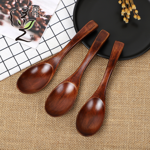 [Green Light] 4*17cm Factory Wholesale Japanese-Style Deep Mouth Large Paint Wooden Spoon Spoon Spoon Kitchen Wooden Tableware 