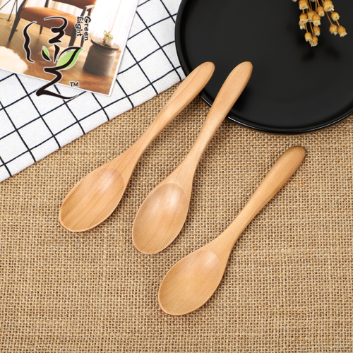 [Green Light] 3.3 * 15cm Japanese Solid Wood Spoon Personality Honey Spoon Wooden Spoon Dessert Coffee Spoon Tableware
