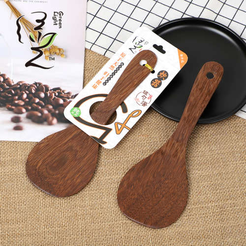 [Green Light] 8 * 22cm Household Spoon Meal Spoon Wooden Rice Spoon Kitchen Supplies Tableware Flat Spoon Shovel