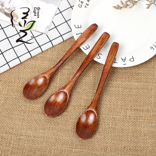 [green light] 3*16cm wooden spoon mini wooden spoon household spoon wooden tableware set nanmu soup spoon