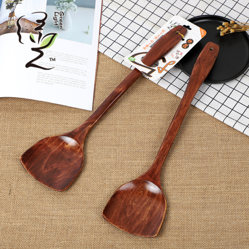 [green light] 9.7 * 39cm extra long handle wooden spatula solid wood spatula household kitchen cooking spatula frying shovel