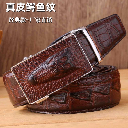 brand wholesale thailand crocodile pattern business belt men‘s leather belt automatic buckle pant belt
