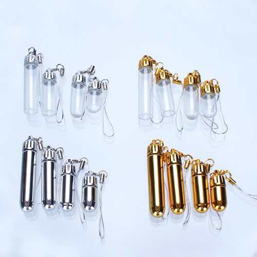 wholesale creative bottle diy jewelry mini pendant transparent glass bottle homemade keychain small pendant