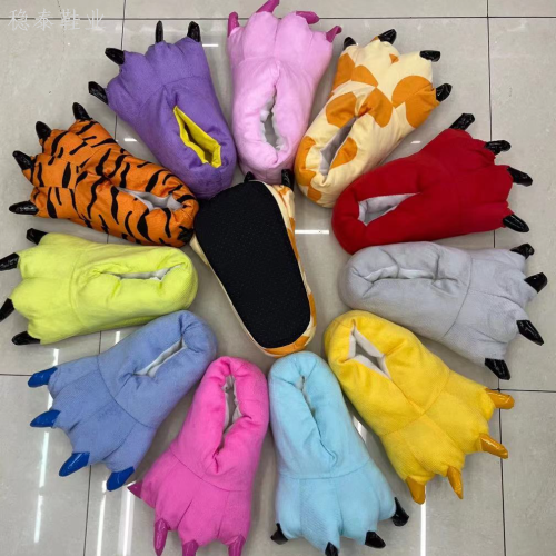 cartoon claw shoes indoor home slippers winter warm cute cotton slippers