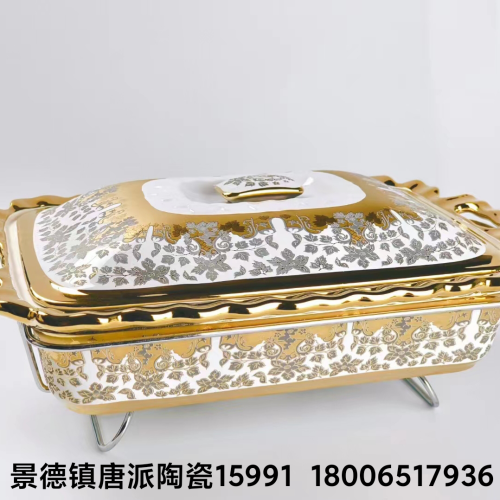 tang fan ceramic soup pot soup bowl baking tray gold-plated baking tray with shelf color glaze baking tray soup pot special ceramic for microwave oven