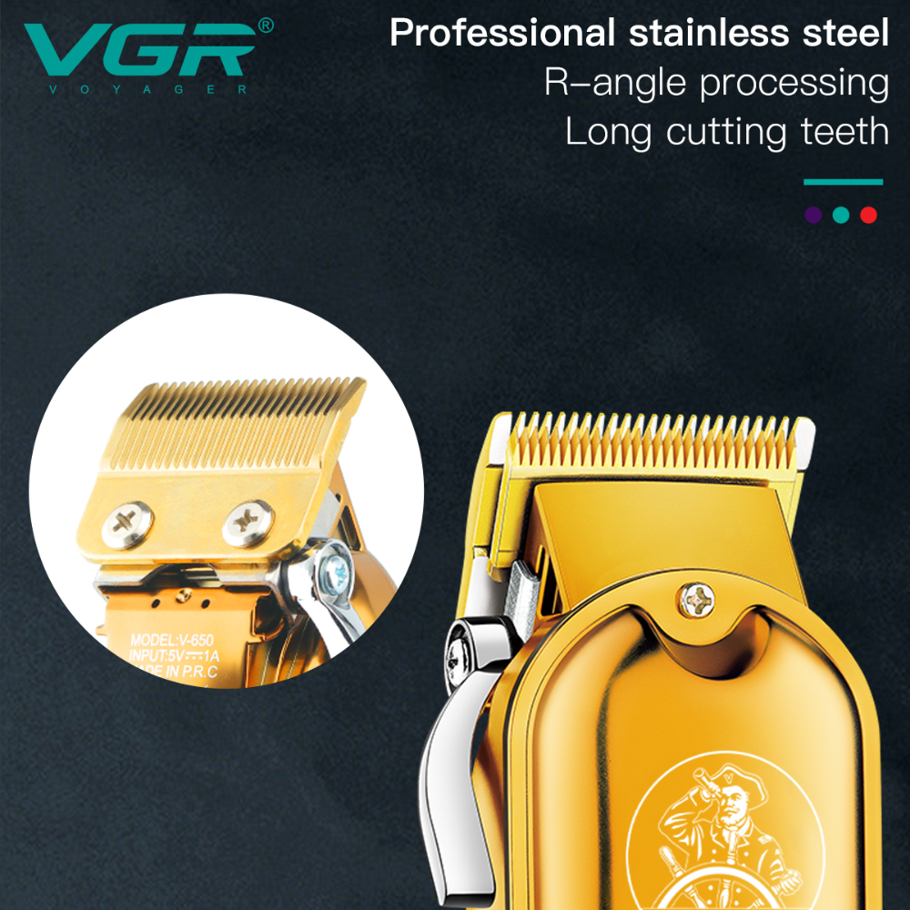 VGR V-650 professional cordless electric usb mens hair clipp