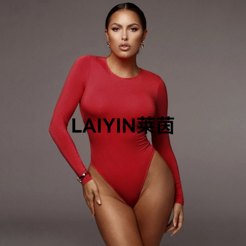 Foreign Trade European and American Slim Fit Sexy Jumpsuit Long Sleeve Tube Top Sexy T-shirt Women Ins