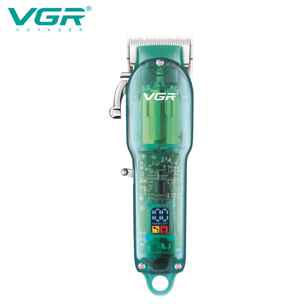 VGR660 Digital Display New Transparent Hair Clipper Rechargeable Gradient Electric Hair Salon Men's Hair Trimmer