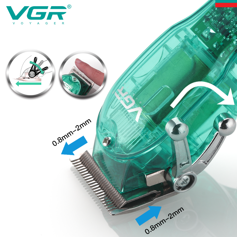 VGR660 Digital Display New Transparent Hair Clipper Rechargeable Gradient Electric Hair Salon Men's Hair Trimmer