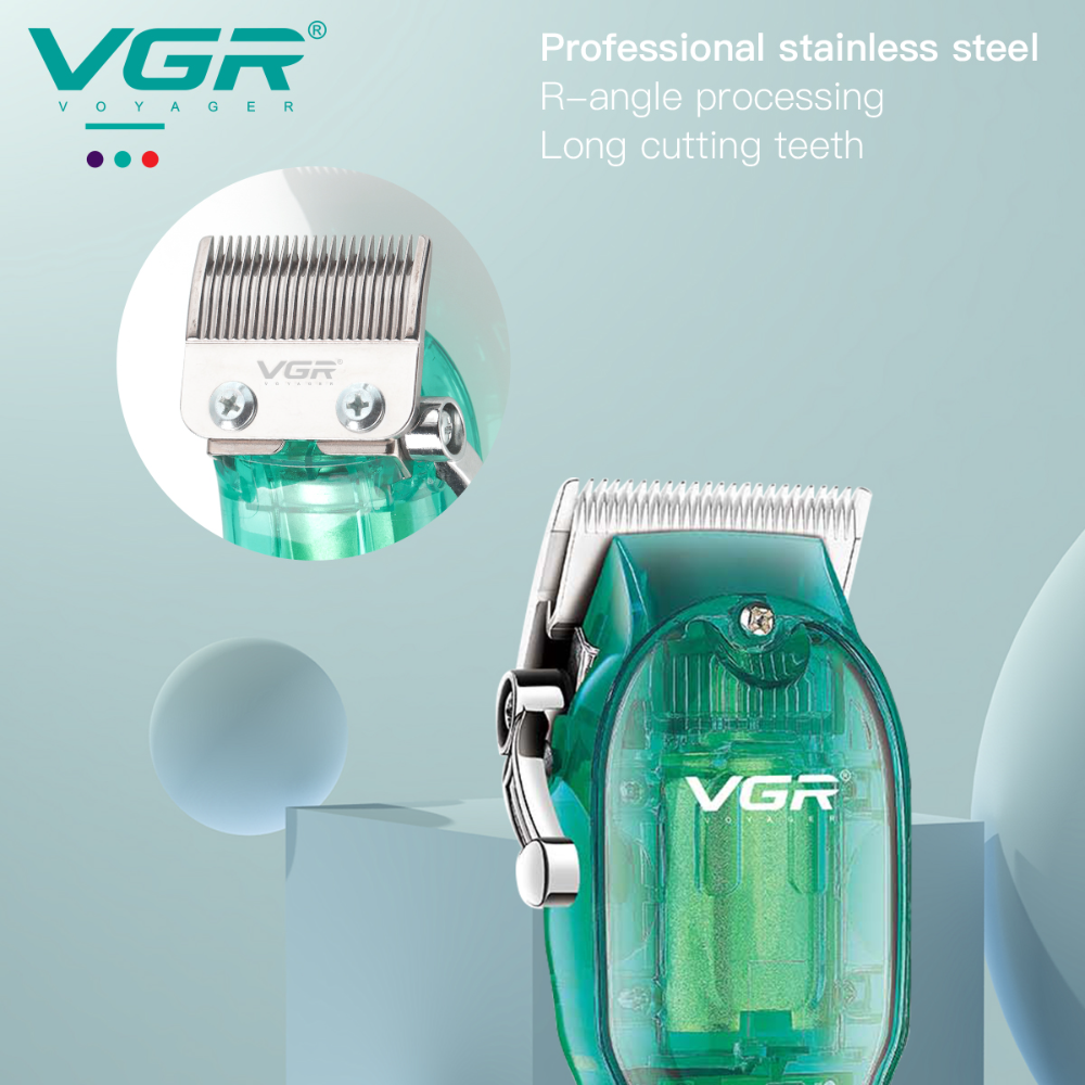 VGR660 Digital Display New Transparent Hair Clipper Rechargeable Gradient Electric Hair Salon Men's Hair Trimmer