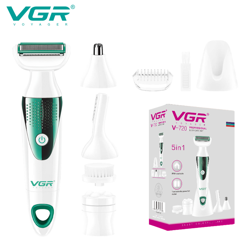 nose hair trimmer epilator VGR washable lady shaver 5 in 1 V-720 battery operated lady 