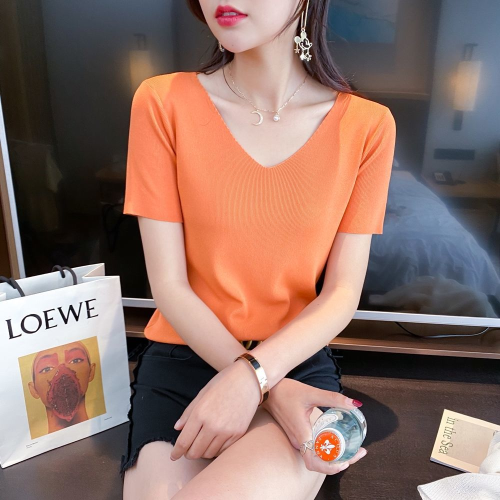 foreign trade women‘s clothing inventory clearance miscellaneous sweater short short sleeve stall loose sweater short sleeve