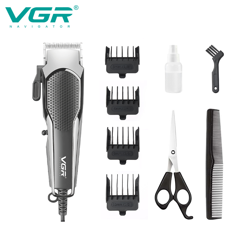 VGR-130 cross-border factory direct-powered hair clipper, six-speed adjustable LCD display