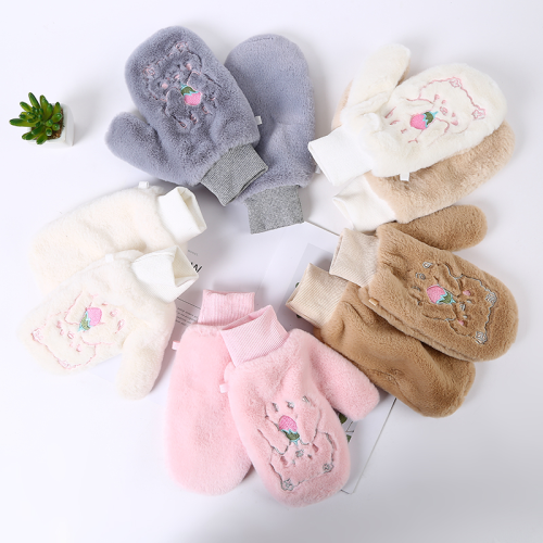 Plush Cotton Gloves Cute Female Fleece Lined Padded Warm Keeping Ins Korean Style Winter New Student Full Finger Gloves