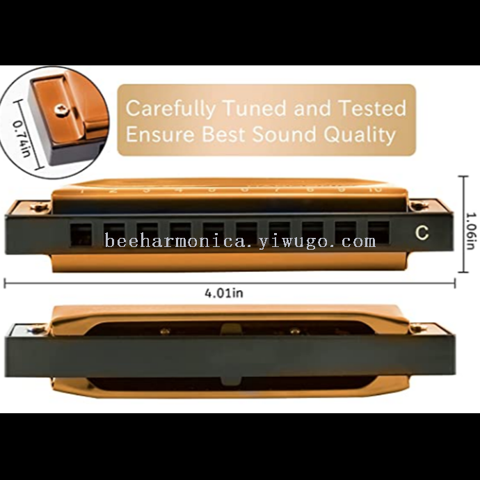 factory wholesale 10-Hole Blues Harp harmonica packaged for gifts