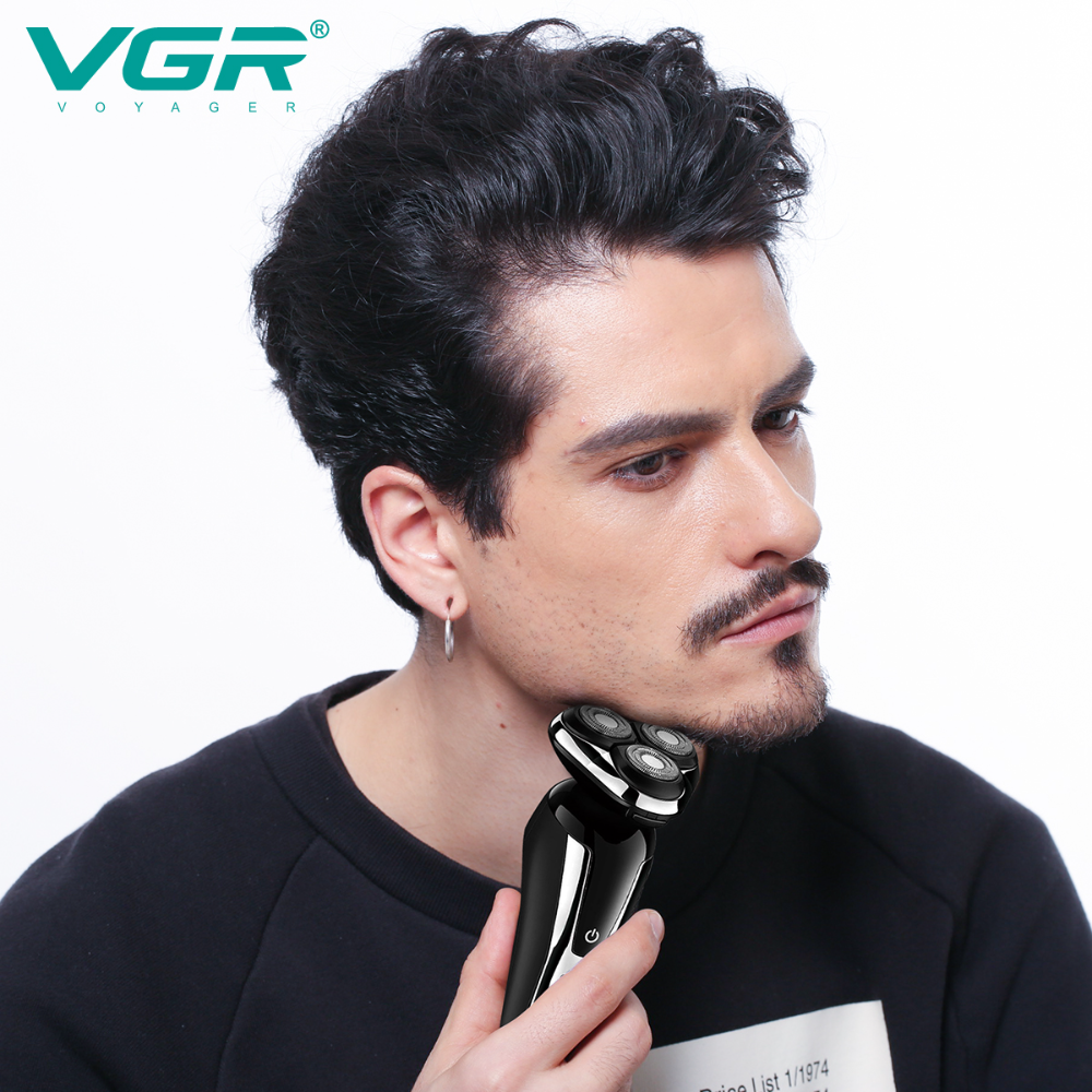 VGR-309 Electric Shaver Cross-border Whole Body Washing Shaver Digital Display USB Rechargeable Rotary Three-blade Head