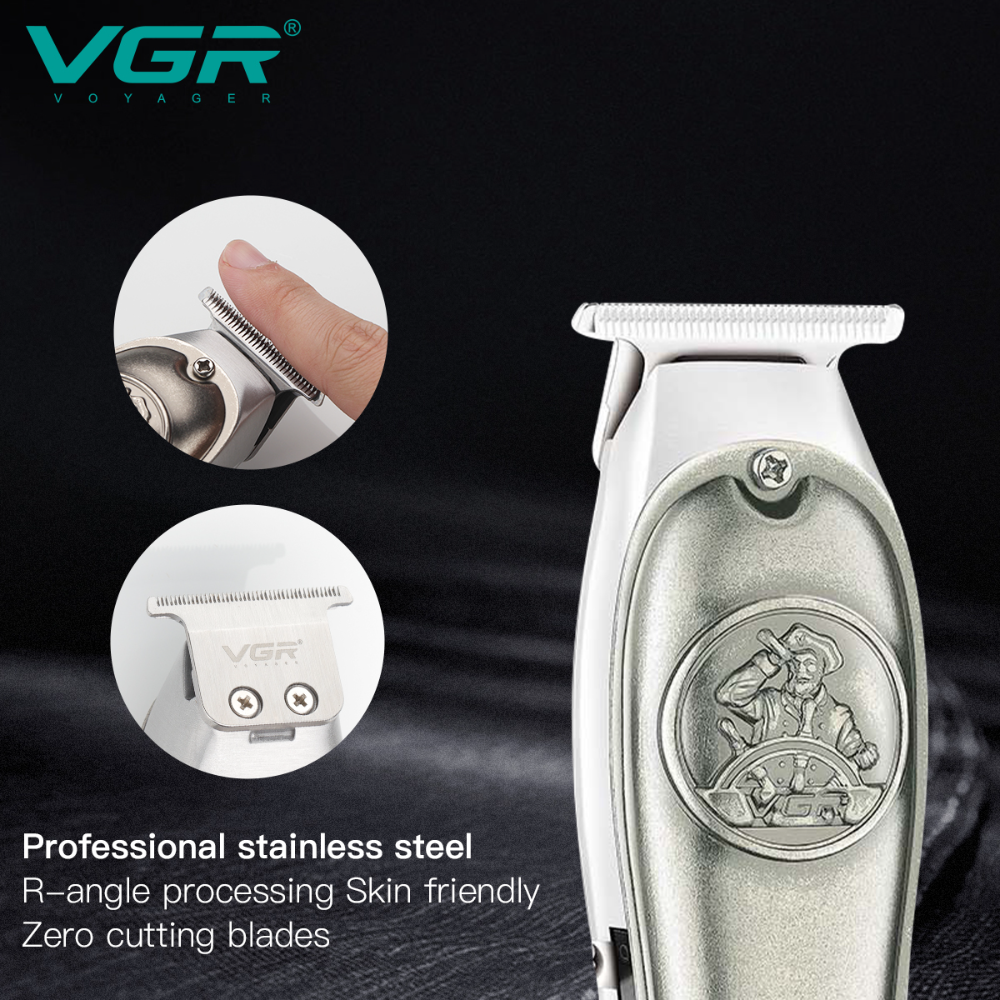 VGR920 Vintage Metal Hair Clipper Digital Display Electric Trimmer Stainless Steel Cutter Head for Hair Salon