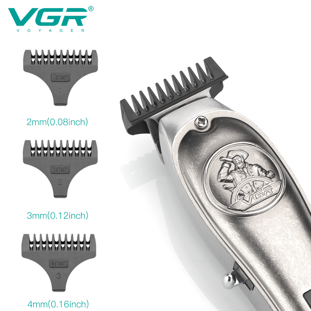 VGR920 Vintage Metal Hair Clipper Digital Display Electric Trimmer Stainless Steel Cutter Head for Hair Salon