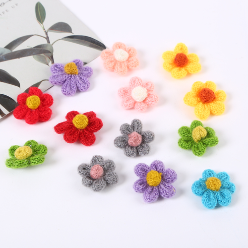 wholesale spot cute puff flower simple hand hook wool flower puff flower five petal flower barrettes bag clothing accessories
