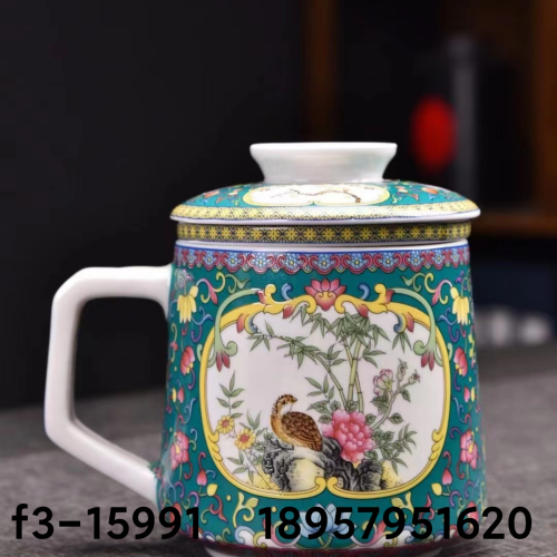 Enamel Painted Porcelain Single Cup Office Cup Tea Cup Gift Cup Director Single Cup Personal Cup Auspicious God Beast Single Cup Bamboo Joint Cup